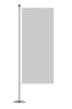 Realistic blank white banner flag. 3D illustration png