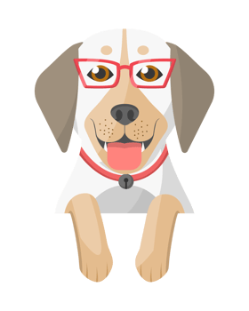 Cute dog face with paws up on border png