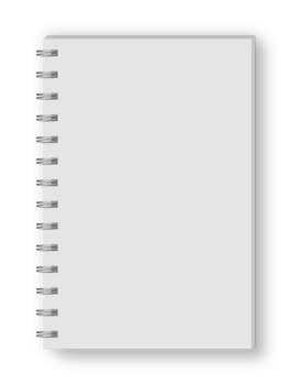 White blank spiral notebook mockup png