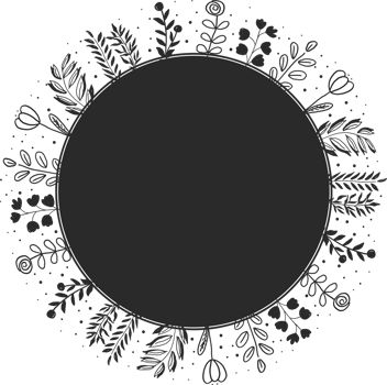 doodle line art wreath frame for logo or social media banner png
