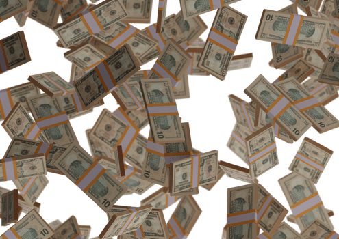 ten dollar stack of money, 3D render, illustration, Dollar Bills isolated on background png