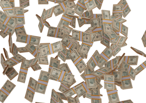 ten dollar stack of money, 3D render, illustration, Dollar Bills isolated on background png