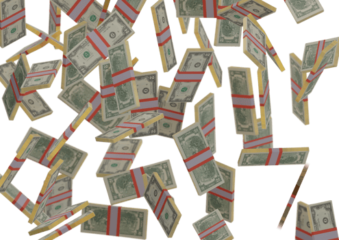 two dollar stack of money, 3D render, illustration, Dollar Bills isolated on background png