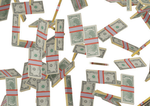 two dollar stack of money, 3D render, illustration, Dollar Bills isolated on background png