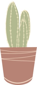 Aesthetic Indoor Plant Cactus Room Decoration Illustration vector