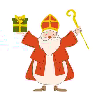 Saint Nicholas christmas character vector set. Saint Nicholas christmas characters with standing pose and happy expression holding gifts and letter element for xmas design collection