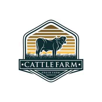 Vintage cattle farm logo vector template