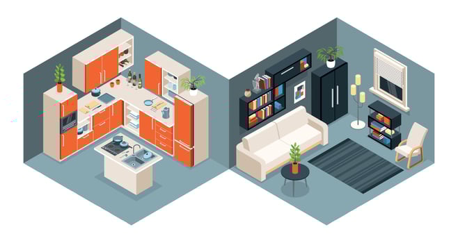 Domestic Interior Isometric Set vector