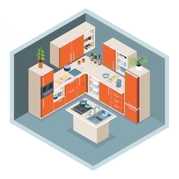 Modern Kitchen Interior Composition vector