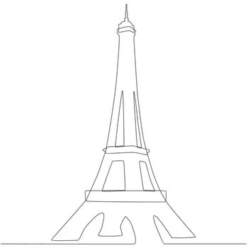 Eiffel Tower Continuous Line Drawing, Minimalist Drawing Eiffel Tower vector