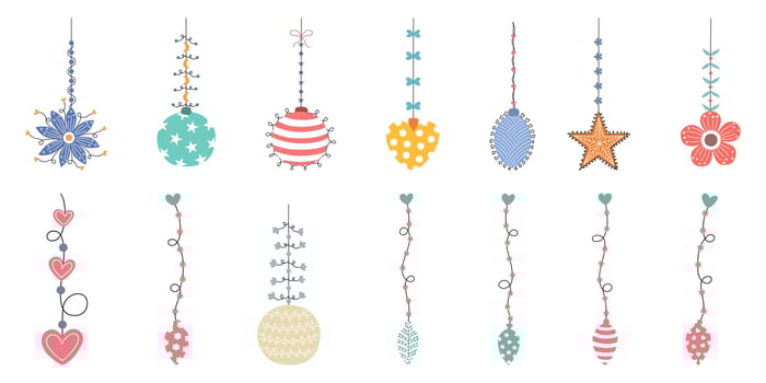 Christmas elements designed in doodle style for Christmas themed decorations, cards, scrapbooks, digital prints, bag designs, fabric patterns and more. vector