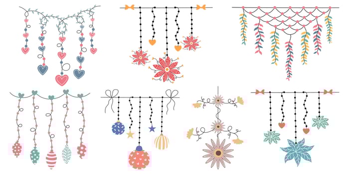 Christmas elements designed in doodle style for Christmas themed decorations, cards, scrapbooks, digital prints, bag designs, fabric patterns and more. vector