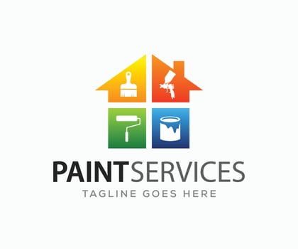 Painting And Decorating Paint Work And House Painting Logo Design Template vector