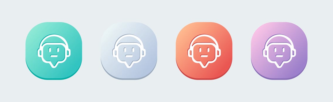 Chat bot line icon in flat design style. Artificial support signs vector illustration.