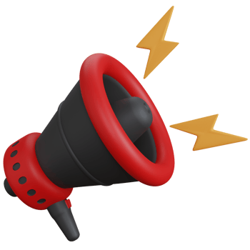 3d rendering megaphone with lightning isolated png