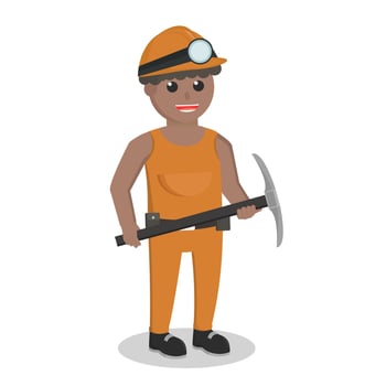 miner african with mining equipment vector