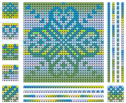 Gradient Green Blue Colors Christmas knitting pattern vector