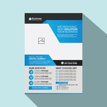 A4 size Vertical corporate flyer or banner template design for your brand or company with creative, eye catching, professional and modern shape vector