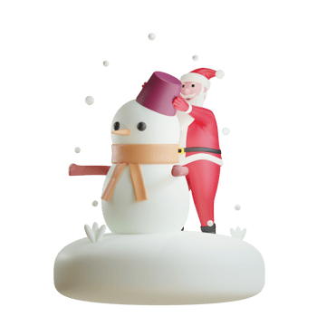 3d santa claus make a snowman png