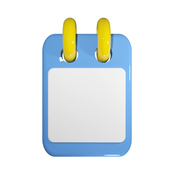 Blank render of 3d note pad with white paper. Spiral reminder agenda in blue and yellow. Ui element for business with nobody png
