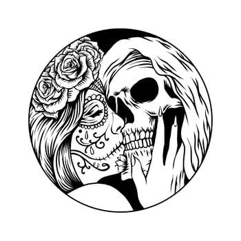 Sugar skull kissing vector