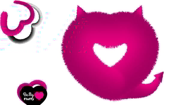 Cute Valentine post card with pink fluffy devil like heart vector