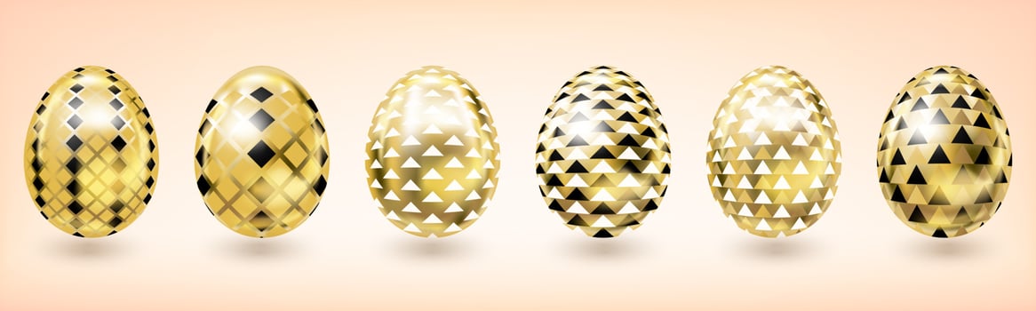 Yellow gold Easter egg with diamond decor vector