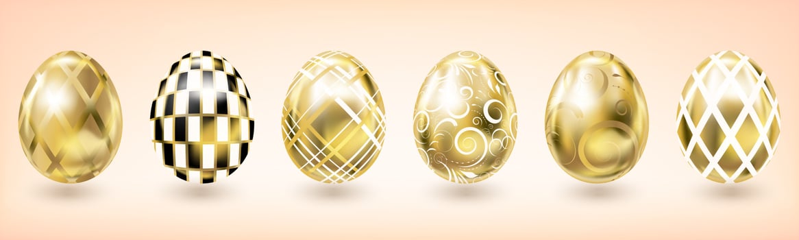 Yellow gold Easter egg with geometric decor vector