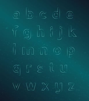 Red neon light lower case character set with reddish austro background vector