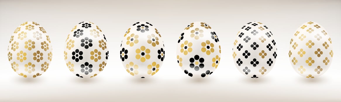 White porcelain Easter egg with floral decor vector