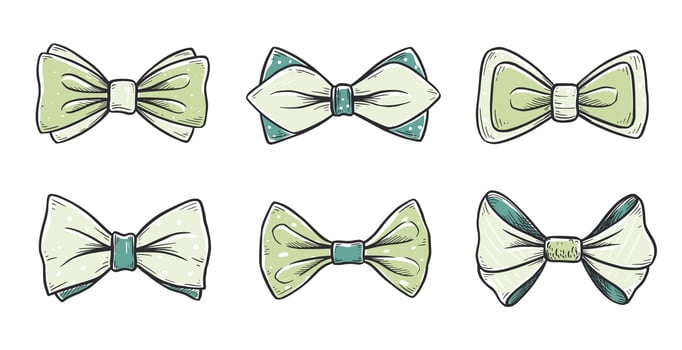 Tie bow color doodle sketch vector