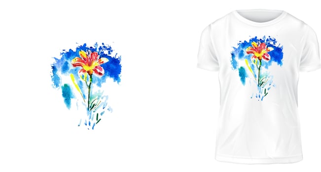 t shirt design concept, Drawing flowers with watercolor vector