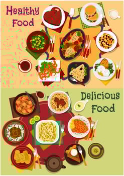 Breakfast and lunch dishes icon for menu design vector