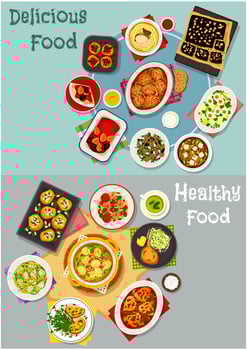 Tasty dinner dishes icon for food theme design vector