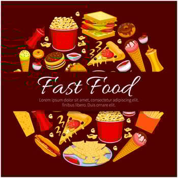 Fast food round symbol for takeaway menu design vector