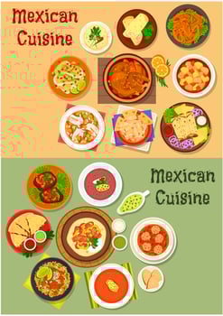 Mexican cuisine dinner dish icon for menu design vector
