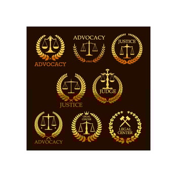 Advocacy or lawyer vector gold heraldic icons