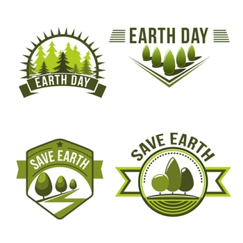 Earth Day, save planet, ecology symbol set vector
