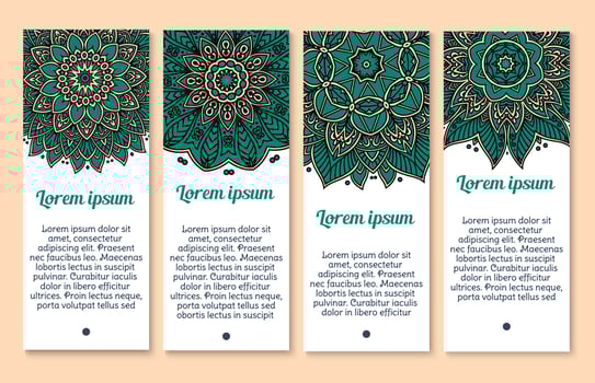 Flower banner template with mandala floral pattern vector