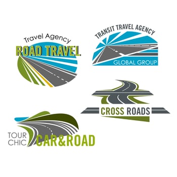 Road trip and car tour icon set for travel design vector