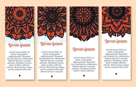 Paisley floral ornament banner set for card design vector
