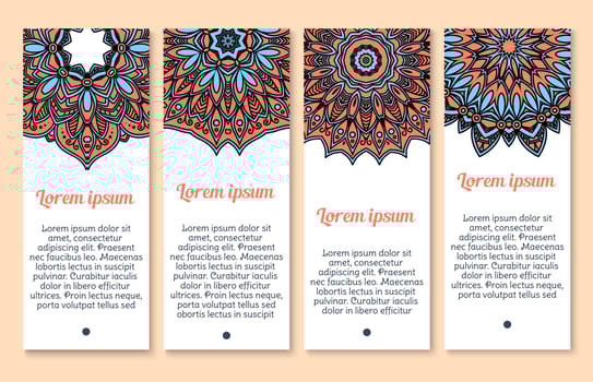 Paisley pattern ornament vector banners set