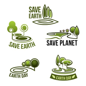 Vector icons for earth nature ecology environment