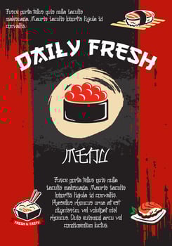 Japanese restaurant sushi menu vector template