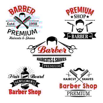 Barber shop premium salon vector icons set