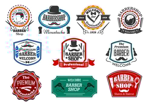 Vector icons for premium barber shop salon