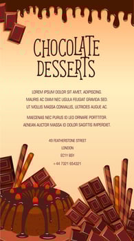 Vector poster of chocolate desserts and cakes