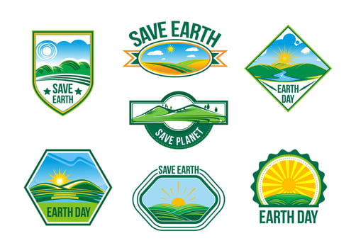 Save Earth vector nature ecology badges set
