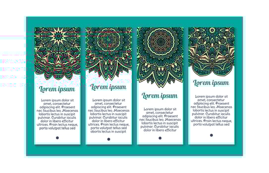 Mandala ornament or Paisley vector banners set