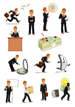 Businessman character set, business people design vector